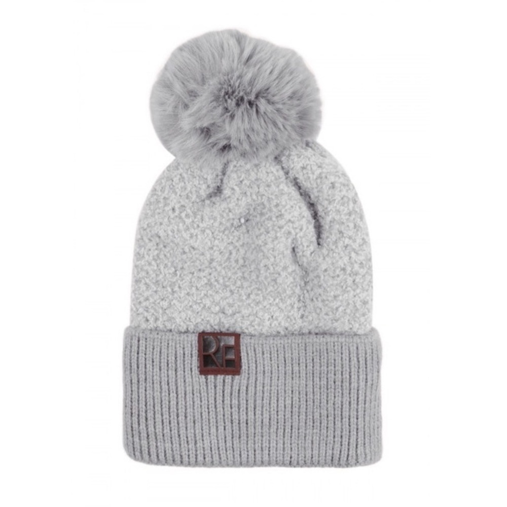 GRAY | Soft faux fur Pom beanie